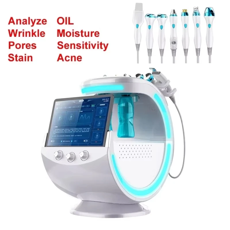 Multifunction Smart Ice Blue Ultrasonic Aqua Skin Scrubber Dermabrasion Hydra Skin Facials Machine With Skin Analysis System