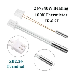 2pcs CR-6 SE 100K Thermistor Temperature Sensor XH2.54 Terminal 3D Printer Parts 24V 40W 90mm Cartridge Heater XH2.54 For CR6 SE