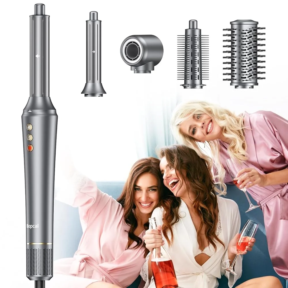 5-in-1 Hair Dryer Airstyler Ion Multistyler Hot Air Brush, 110,000 rpm with 32 mm Automatic Curling Iron, Straightener