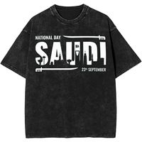 Stylish Saudi National Day Kingdom Of Saudi Arabia Accessories T Shirts Washed Style for Men Women T-Shirt Casual Top Tees