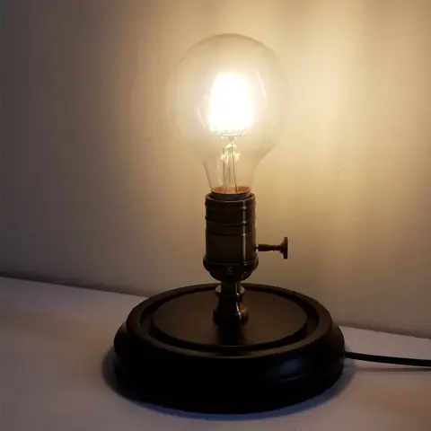 ADELIER Vintage Industrial Desk Lamp Retro Edison bulb Loft Black Wood Base E27 Table Lights with switch or Glass lampshade