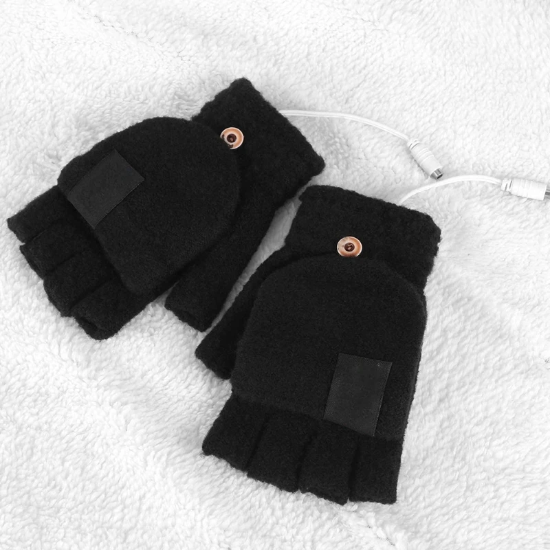 Half-finger Electric Heating Knitted Gloves USB Charging Cold-proof Gloves Unisex Winter Outdoor Indoor Warm Gloves