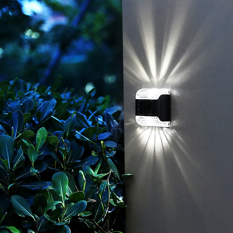 2 LED Solar Wall Lamp Outdoor Waterproof Garden Decor Lamp Up and Down Luminous Light for Garden Balcony Courtyard Street Stairs