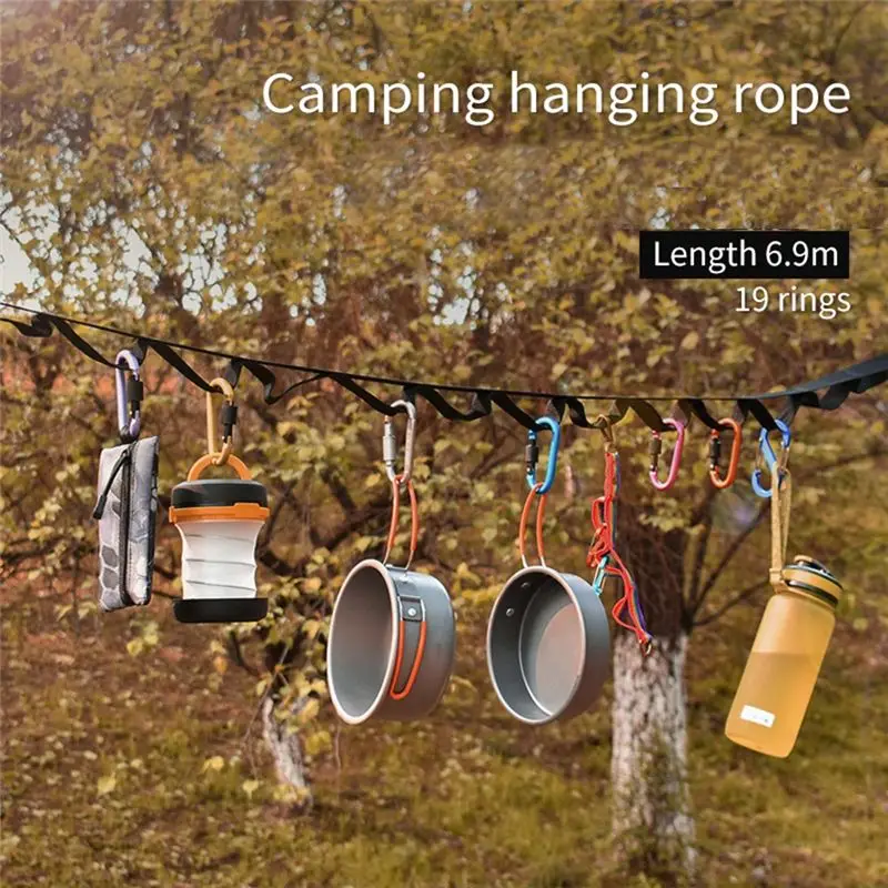POPULAR-Outdoor Hanging Rope Portable Lanyard Canopy Hanger Camping Campsite Storage Strap Backpacking Hiking Tent Accessories
