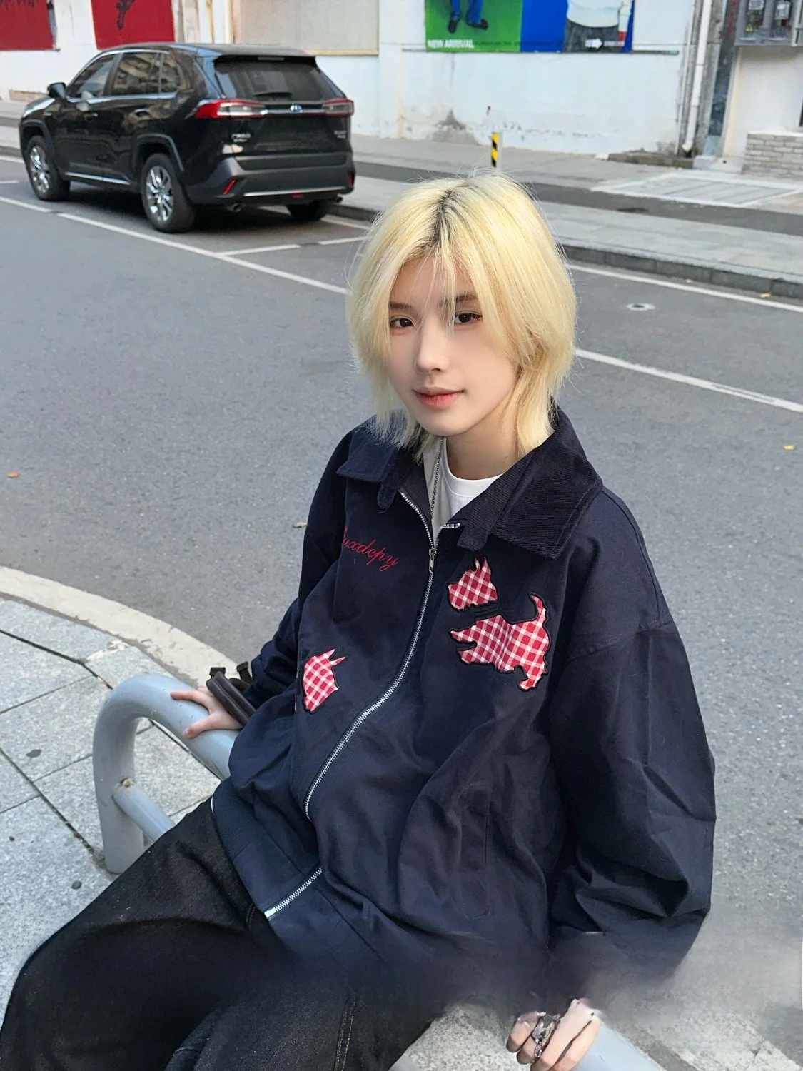 

Ja1 American Retro Dog Cotton Plaid Loose Neutral Style Versatile Short Jacket Street Style Long Sleeve Zipper Closure Spring...