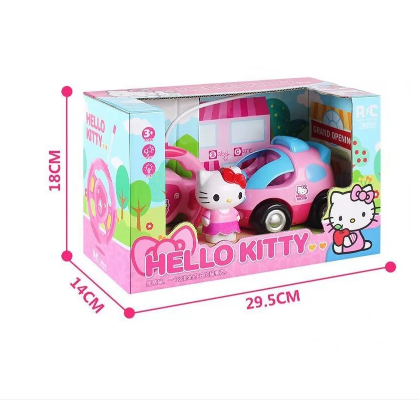 Anime sanrio olá kitty rc carro meninas brinquedos presentes carro de controle remoto kawaii luz elétrica música carro modelo brinquedos presentes do dia das bruxas