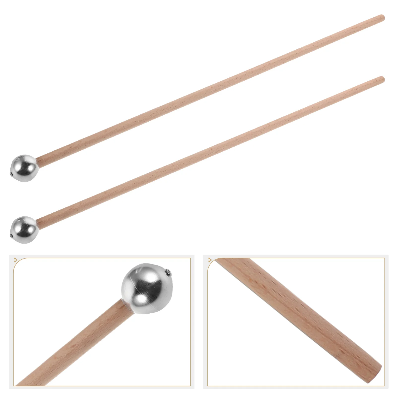 

2pcs Metal Head Mallets Short Handle For Xylophone Chime Ethereal Drum Percussion Sticks Aluminum Wood Handle Percussion Mallets