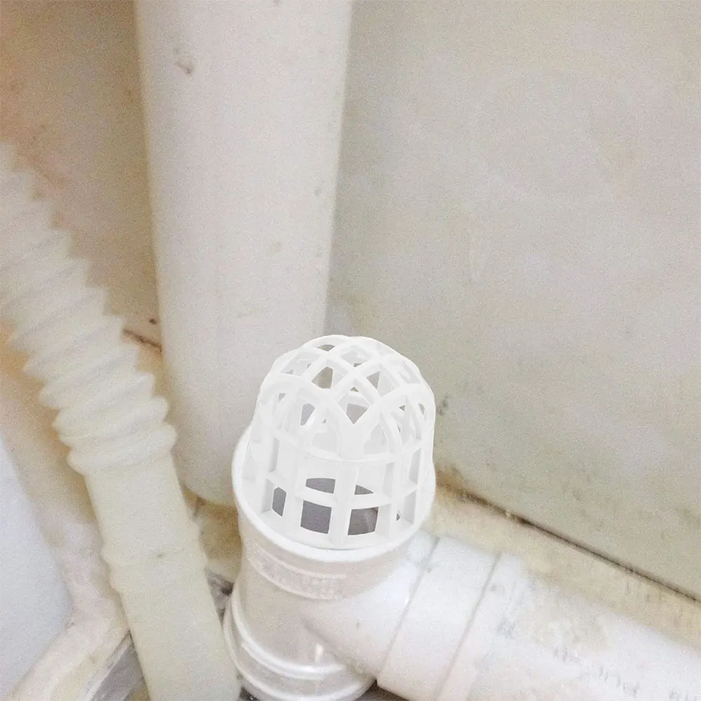 2PCS PVC Rooftop Drain Gutter Guard Durable Waterproof Clog Prevention Universal Fit Outdoor Balcony Round Design Downspout