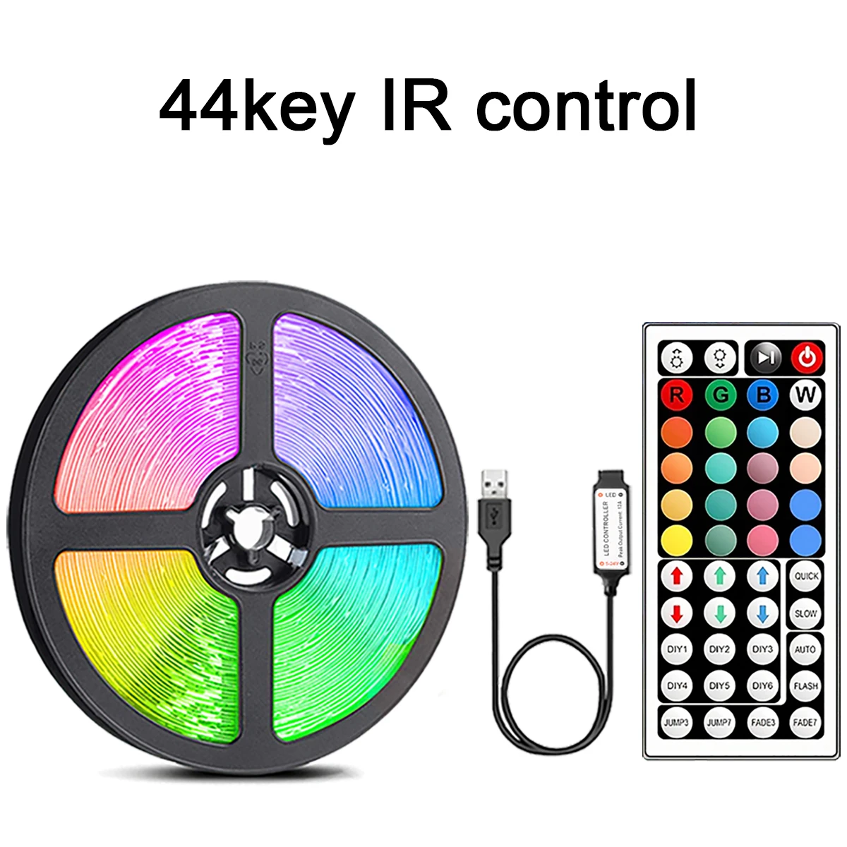 LED 스트립 조명 (44키 리모컨 포함) 1m 5m 10m 20m RGB 테이프 LED 벽/실내 장식용 (가정, 침실, 파티 장식, TV 백라이트)