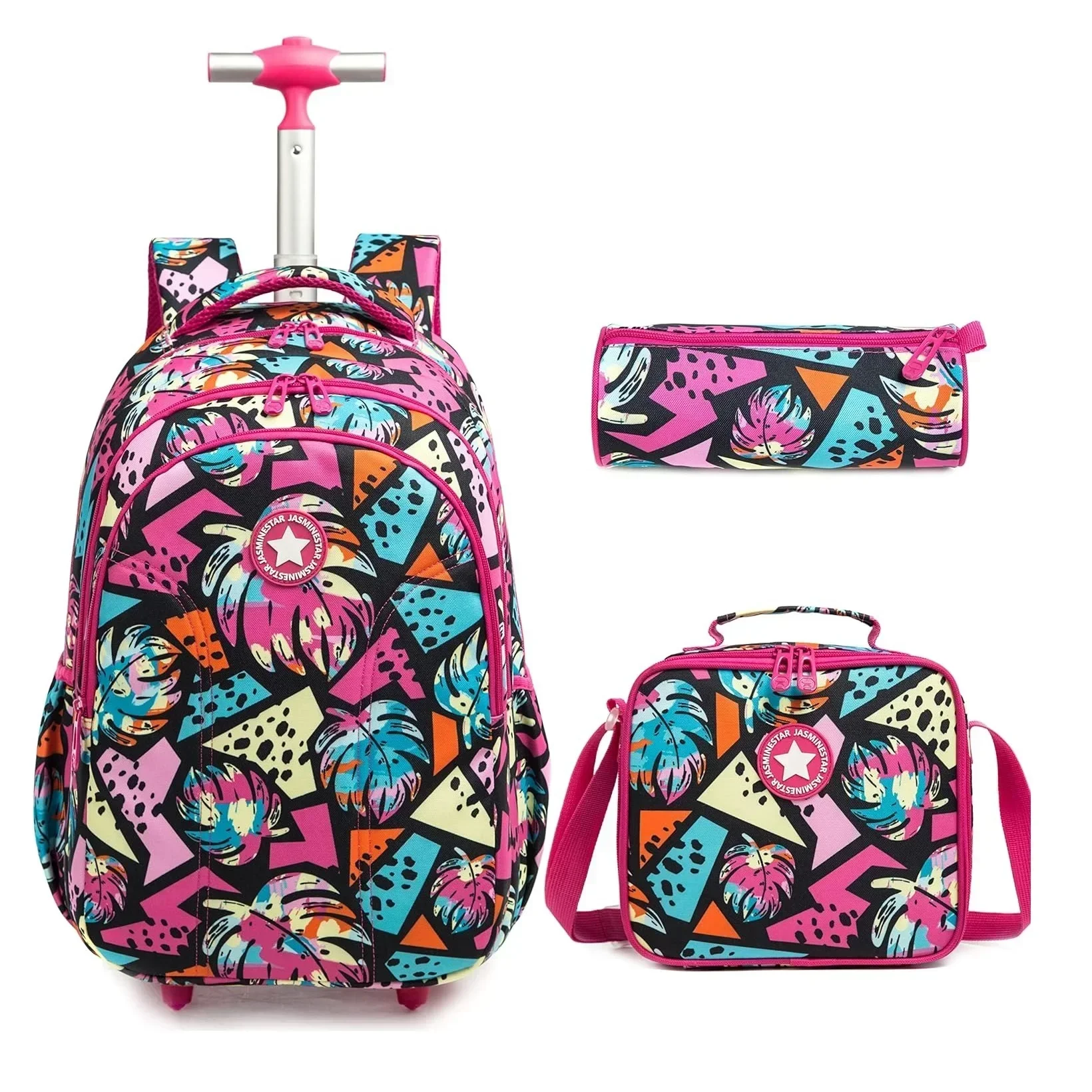 

Girls School Backpack Child Wheeled Bag Set for Boys Roller Bag Rolling Luggage School Trolley Backpack with Lunch Bag Insulated