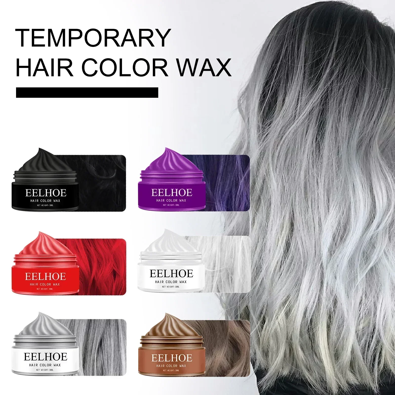 1Bottle Hair Color Wax Temporary Hair Dye Cream Washable Professional Hair Dye Disposable Dry Dye Styling Tools Accessories 30ml