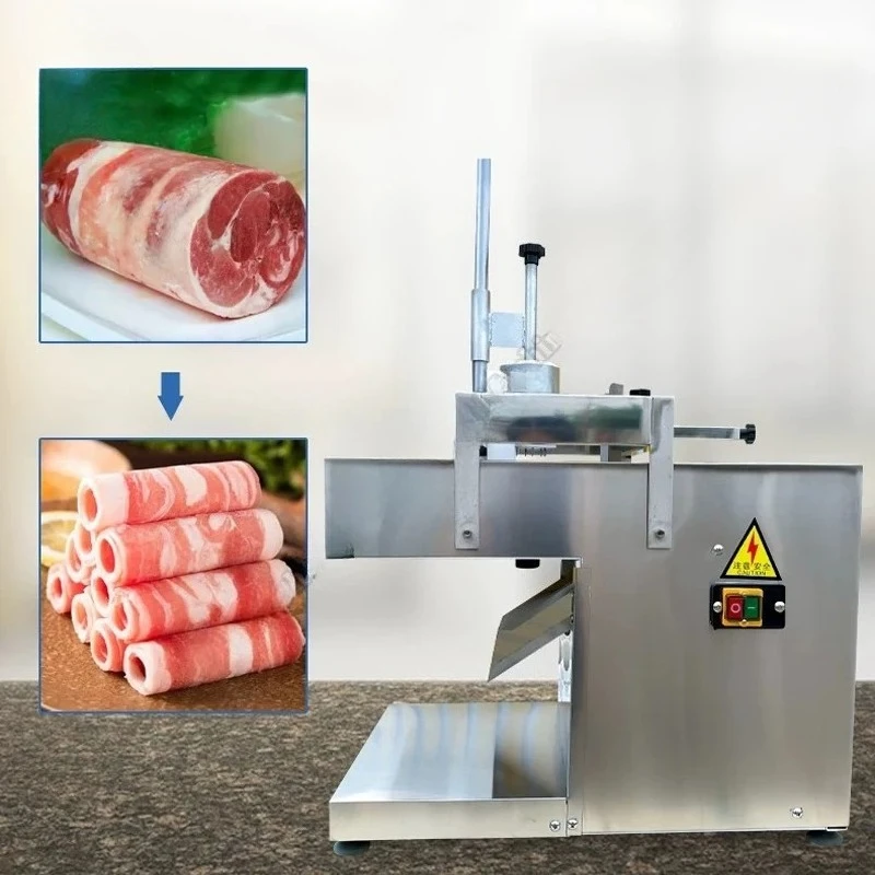 

Commercial Electric Lamb Beef Streaky Pork Slicer Small Stainless Steel Frozen Fully Automatic Meat Cutting Machine