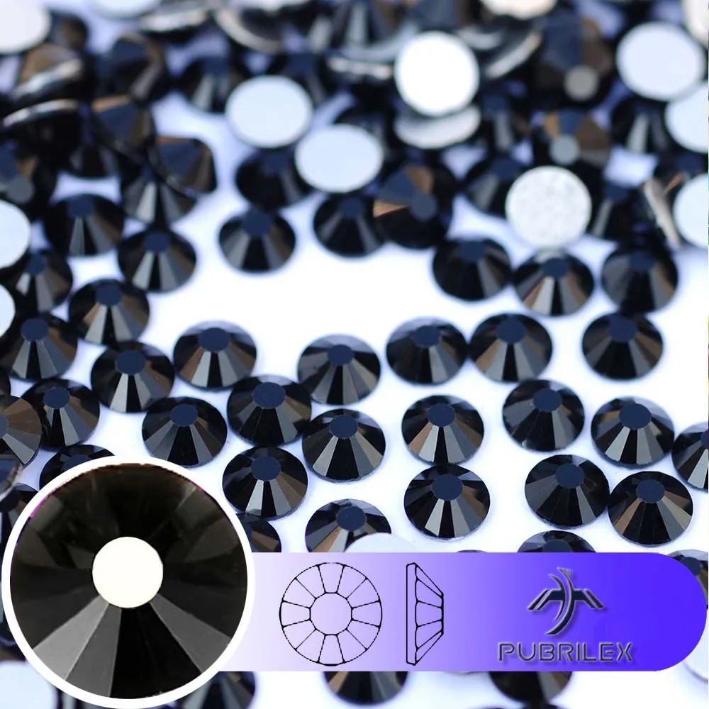 

Glass Strass Flat Back Jet Black Non Hot Fix Rhinestones High Quality Bling Crystals Garments Clothes Nail Art Decoration