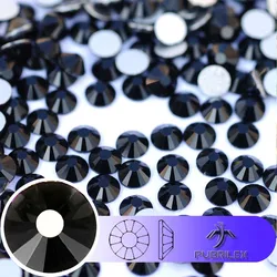 Glass Strass Flat Back Jet Black Non Hot Fix Rhinestones High Quality Bling Crystals Garments Clothes Nail Art Decoration