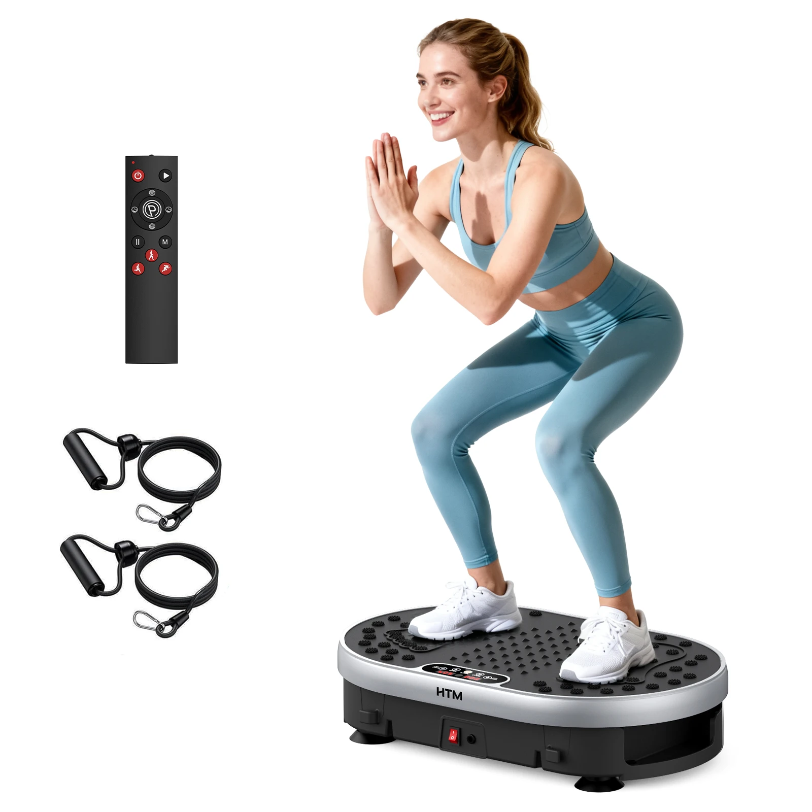 

﻿ HTM Vibration Plate Device Powered Vibration Platform Adjustable Speed 110V for Full Body Training Burning Muscle Building Weight Loss Shaping Remote LED Touch Dual Control Home Training Fitness Equipment