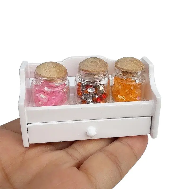 1 Set Decorazione da cucina in miniatura 1/12 Casa delle bambole Mini Porta barattoli Portaoggetti con barattolo Accessori per decorazioni per scene di casa delle bambole