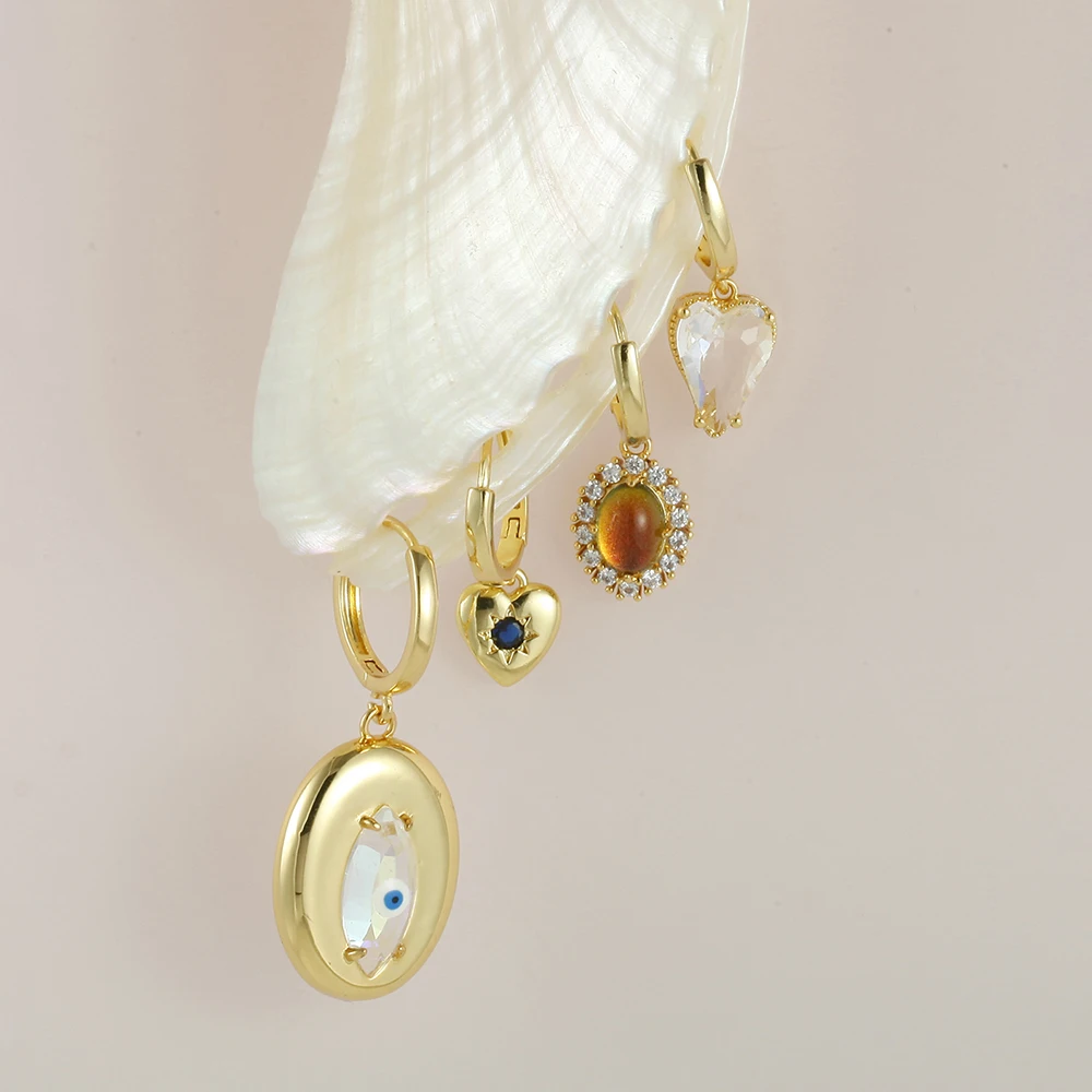 Classic Heart Shape Earrings For Women Gold Color Copper Party Wholesale Excellent Quality Euro-American Jewelry