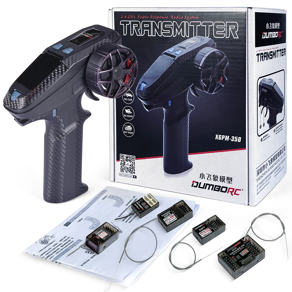 DUMBORC X6PM-350 Kit Pemancar dan Penerima RC BL3F/X6FG/X6FP/X4FMG 2.4GHZ Pengendali RC 6CH Gyro Universal untuk Mobil RC, Kapal, Robot