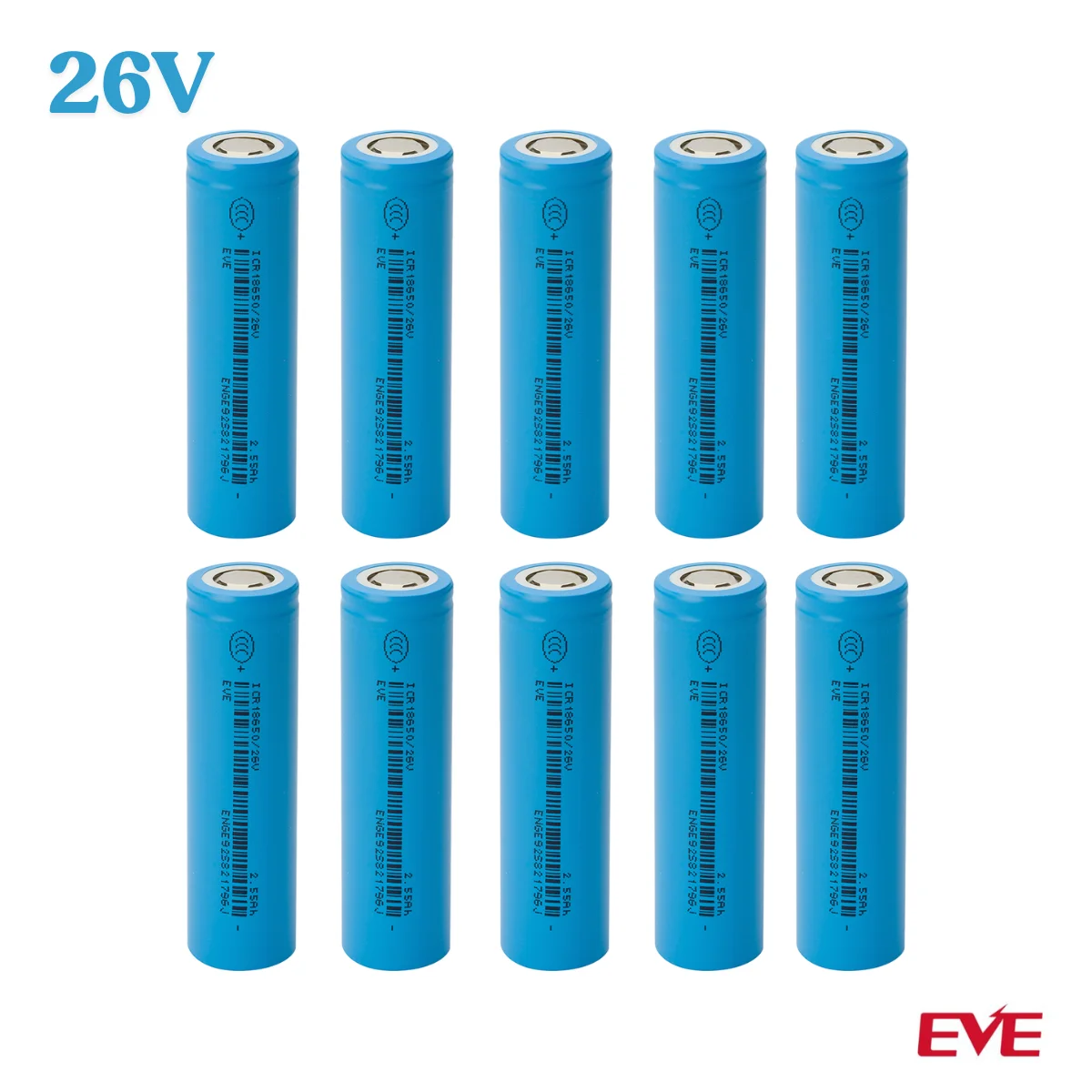 10 طقم بطارية ليثيوم أيون EVE قابلة للشحن 2550 مللي أمبير 3,6 فولت 18650 #1