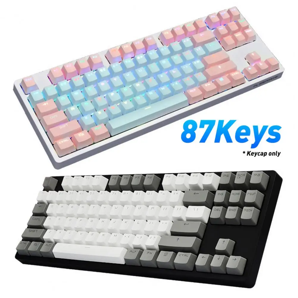 87Pcs/Set Keycap Color Block PBT Mechanical Keyboard Keycap Backlight Mechanical Keyboard Keycap for Outemu For Kailh MX Switch