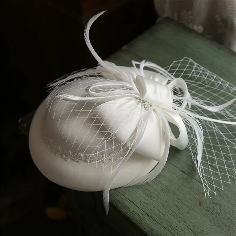 Chic Satin Bowknot Fascinator Hat Retro Women Cocktail Wedding Party Church Headpiece Headwear Hair Accessories