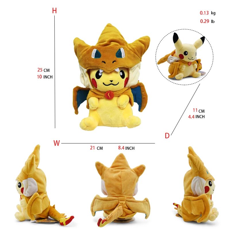 Pluszaki Pokemon Eevee Lalka Pikachu Cos Eevee Pikachu Cosplay Pluszowe Zabawki Pikachu Peluche Lucario Pluszowa Maskotka Prezent dla Dziecka
