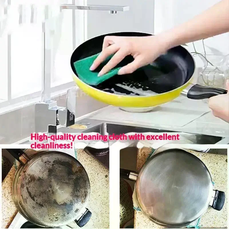 5Pcs Abrasive Nylon Scouring Pads Multifunctional Scourer Sponge for Kitchen Dishes Bathroom Tile Floor Cleaning