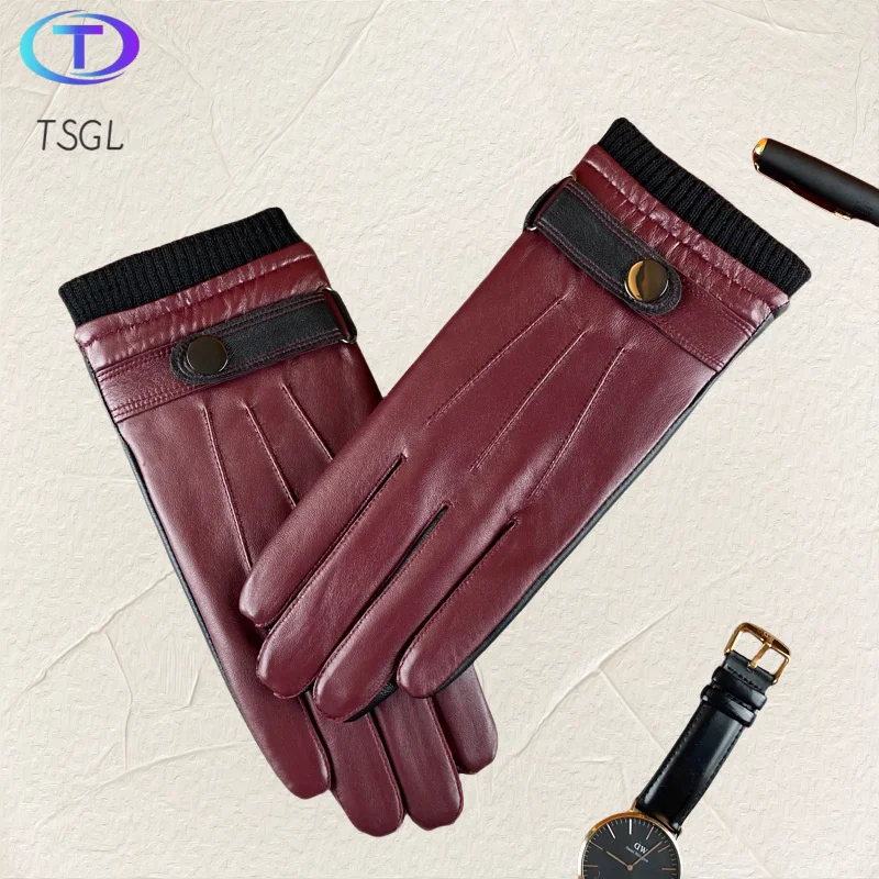 

1 Pair Full Finger Cycling Gloves Real Leather Gloves Outdoor Sport Colorful Warm Driving Riding 자전거용품 перчатки зимние мужские