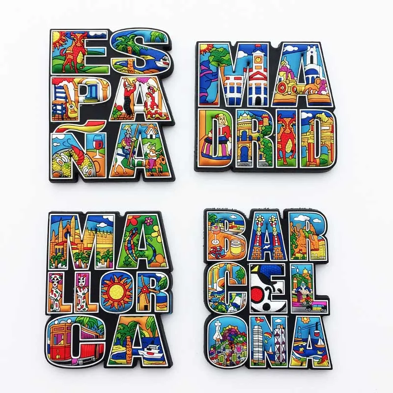 Spain Madrid Barcelona Mallorca Fridge Magnet Creative 3D Letters PVC Magnets for The Refrigerator Magnetic Stickers Home Decor