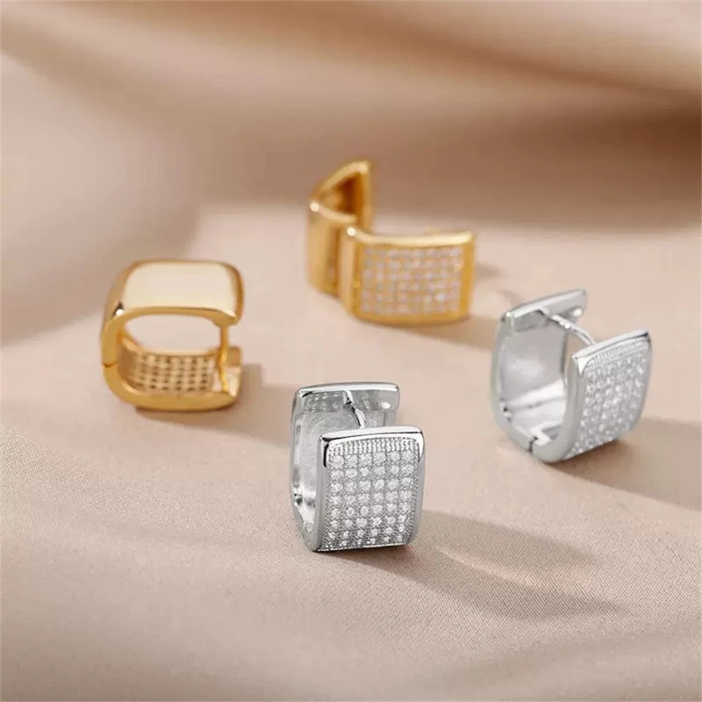 

Minimalist Luxury Geometric U-Shaped Copper Zircon Ear Clips Openable Women's Stylish Earrings European American Style