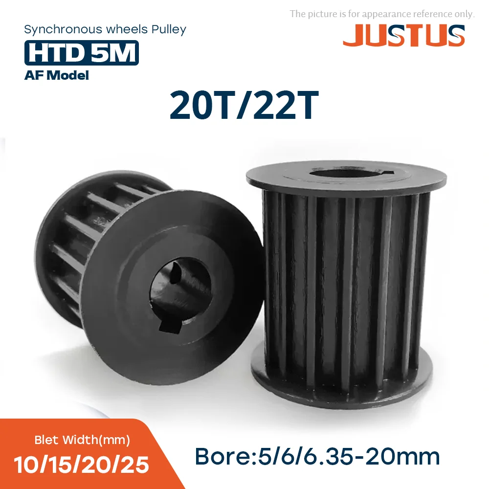 HTD 5M 20T/22 Teeth Black Steel Synchronous Wheels Bore 5-15mm  for 10/15/20/25mm Width Belt Used In Linear Pulley 5GT