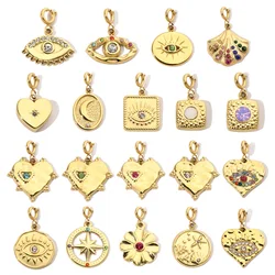 3Pcs/Lot Evil Eye Star Stone Stainless Steel Diy Clip On Charms Women Shell Heart Flower Bracelet Necklace Lobster Pendant