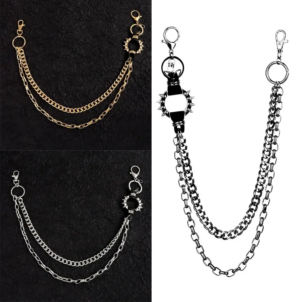 سلاسل مفاتيح قوطية هاراجوكو لegirl ، سلسلة بنطال بقلادة جينز ، موضة الهيب هوب ، خصر متعدد الطبقات ، Y2K ، Egirl