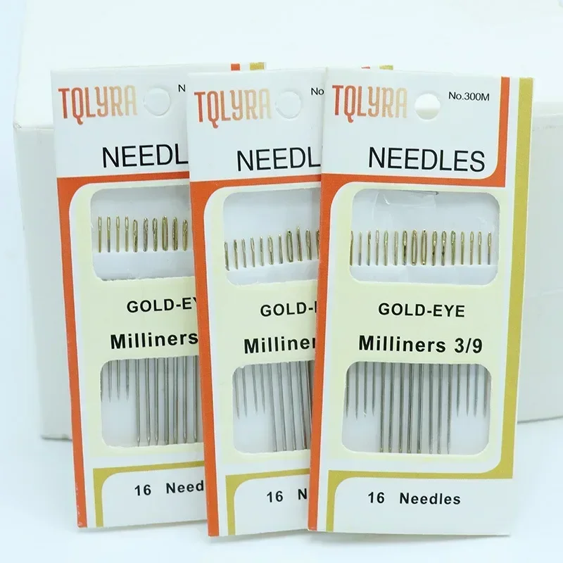 16pcs/Bag Tail Gold Plated Hand Sewing Needles Large Eye Thick Sewing up Needle Embroidery Mending Quilt Hand Sewing Combination