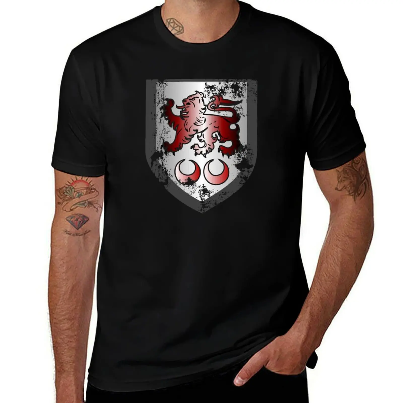 Clan Caomhánach (Kavanagh) Crest Distressed T-Shirt mens graphic t shirts T-Shirt