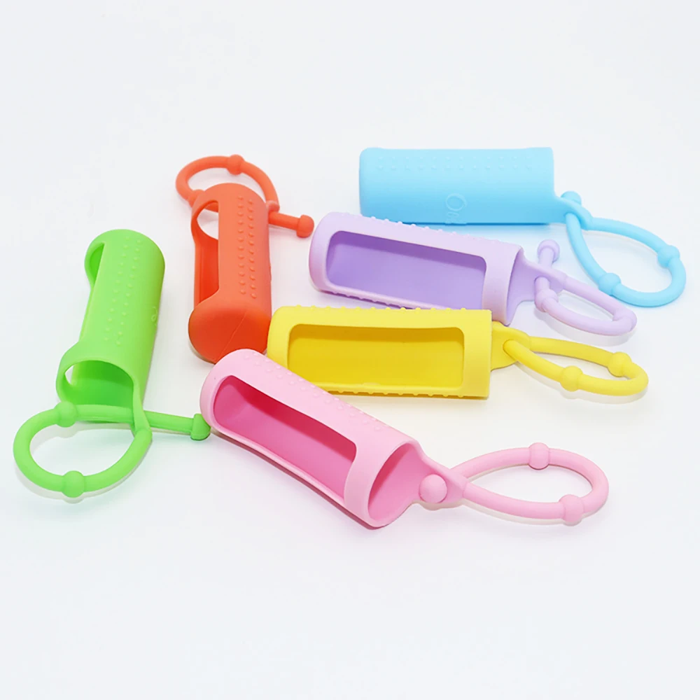 6Pcs 10ml Roller Bottle Holder Silicone Essential Oil Carrying Case Travel Perfume Bottle Silicone Sleeve Glass Bottle Key