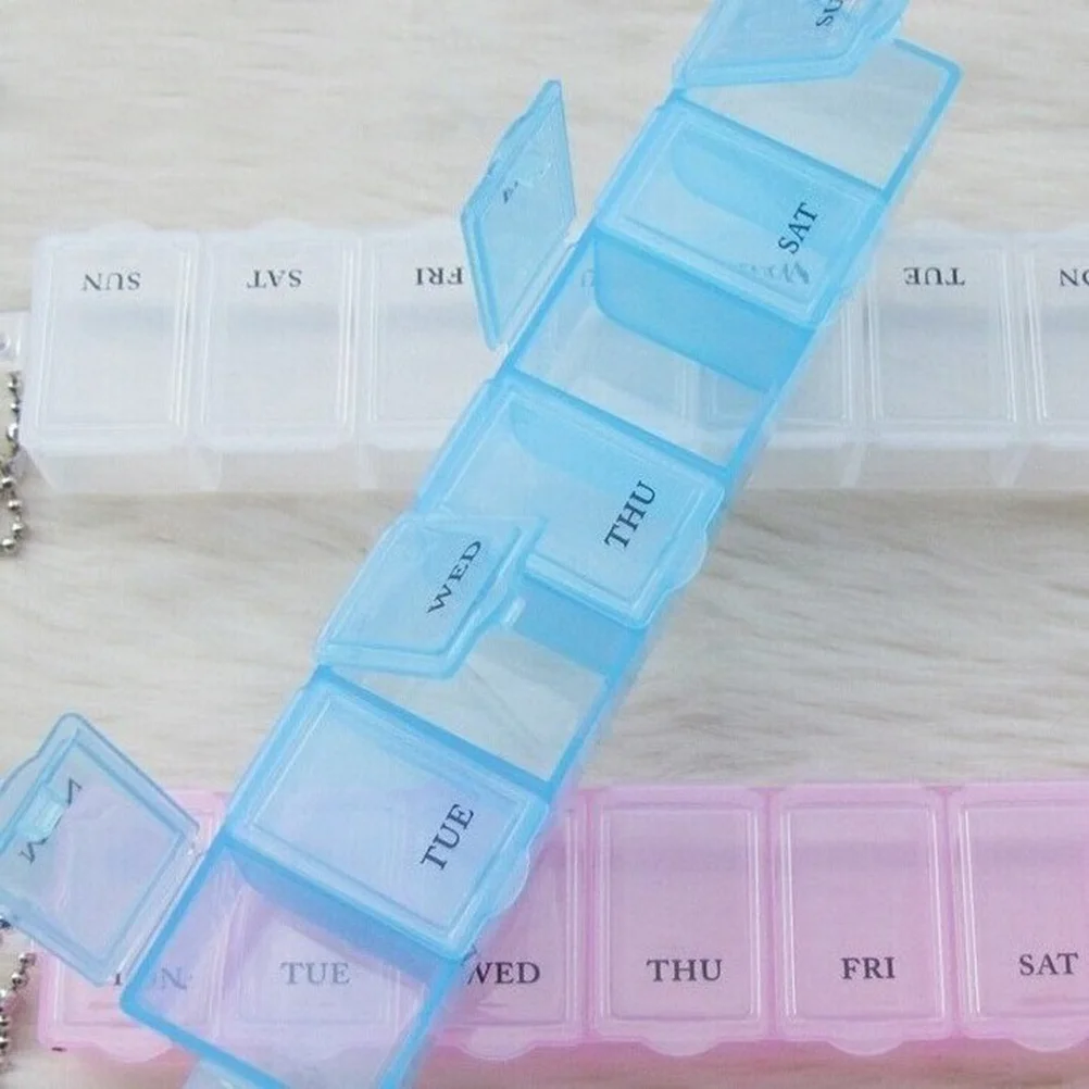 2 Pcs Small Pill Container Pocket Holder Boxes for Travel Organizer Weekly Pink