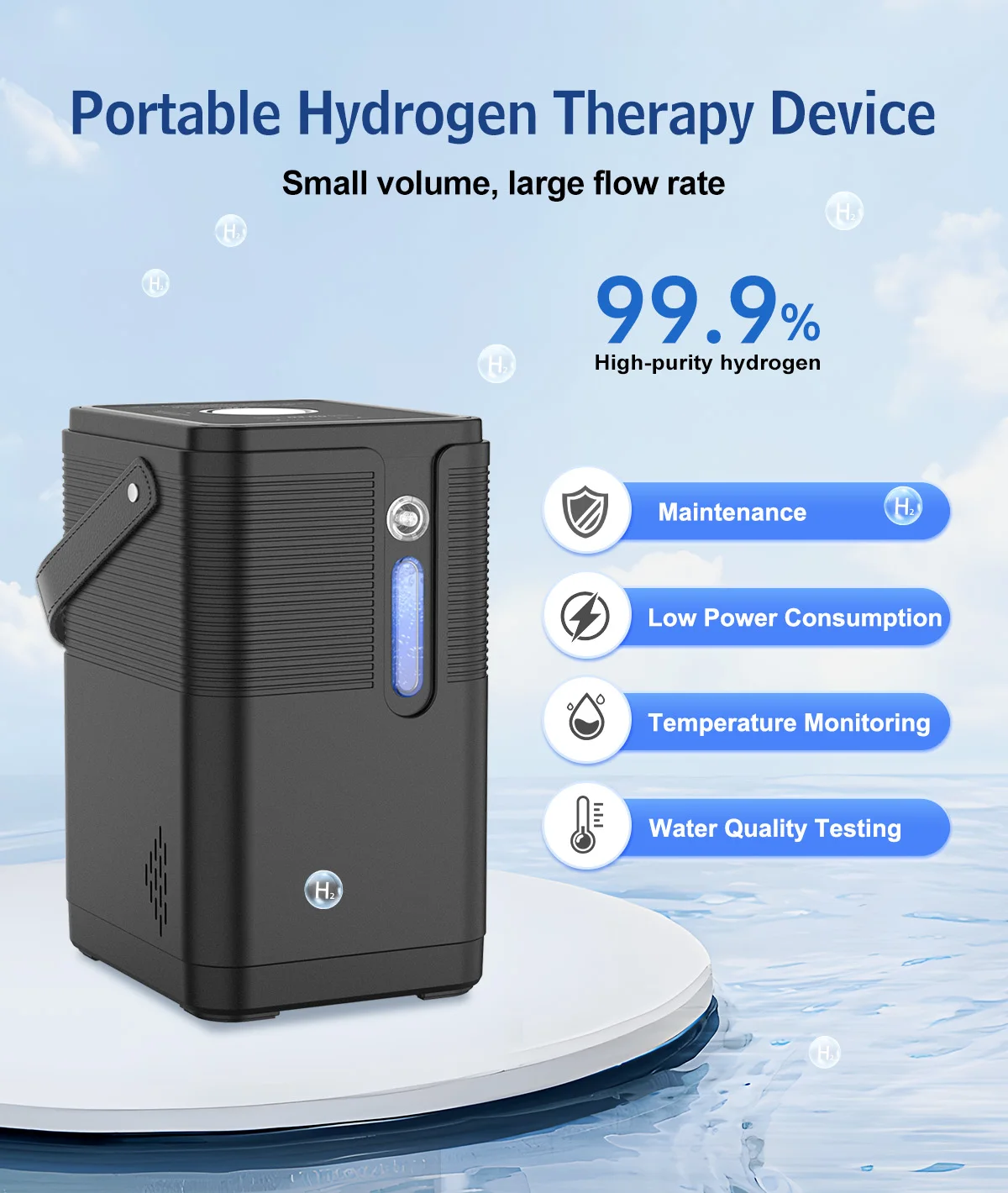 Suyzeko Hochreiner 200ml/min Wasserstoffgenerator Tragbares H2-Inhalationsgerät für Zuhause Wellness Wasserstoff-Lifestyle-Ausrüstung – Detail 2