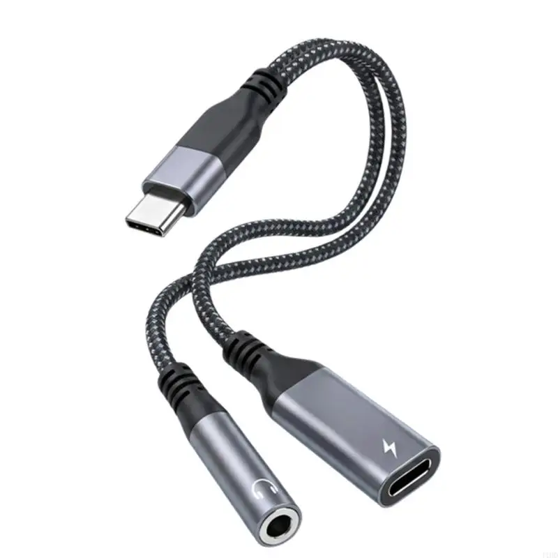 J1HD USB C Male To 8Pin And 3.5Mm Headphone Adapters USB C to 3.5Mm Headphone and Chargers Adapters For Travel Daily Use