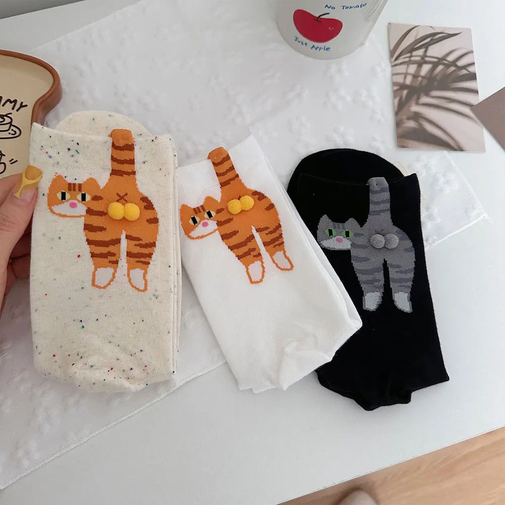 

Забавные хлопковые носки с шариками, носки с мультяшными животными, дышащие мягкие хлопковые носки, новые подарки для любителей кошек