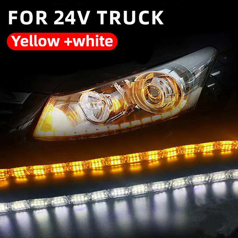 

2Pcs 24V грузовик светодиодный дхо дневного ходового света, текающего сигнал поворота светонепроницаемый задние фары автомобиля светодиодные рабочие огни