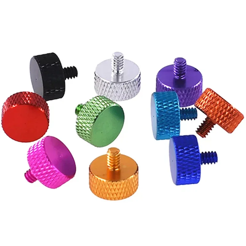 Hongtu UNC 6#-32*5MM Colorful Thumb Screws - Aluminium Flat Knurled Design, Ideal for PC Computer Case Fastening