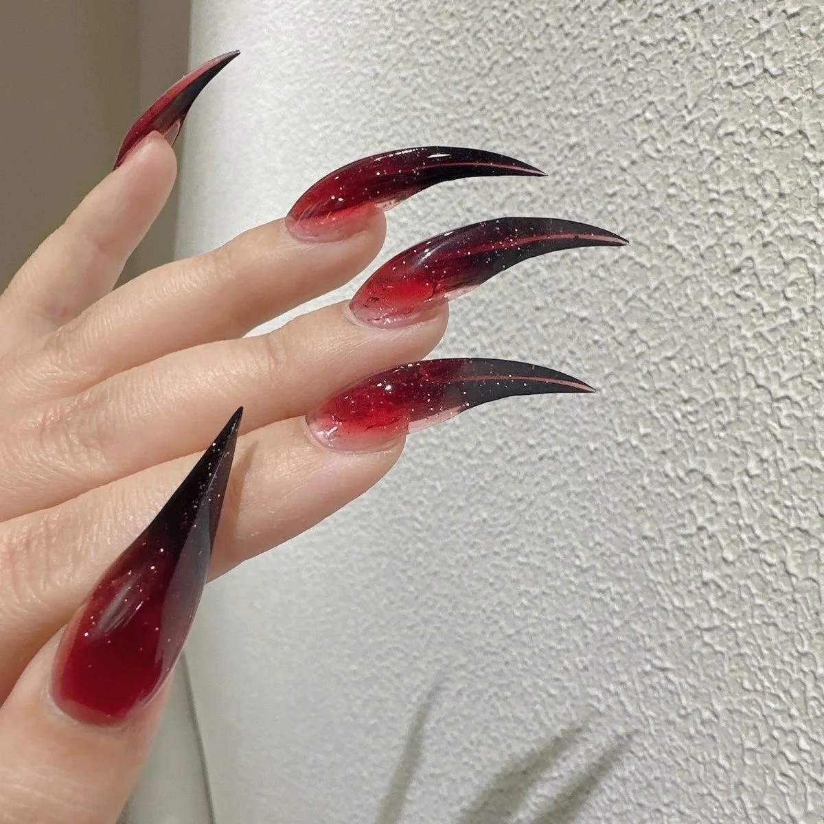 10 Uds. De uñas postizas hechas a mano con forma de garra de gato Y2K, puntas de uñas postizas acrílicas con pegamento, pegatina para uñas