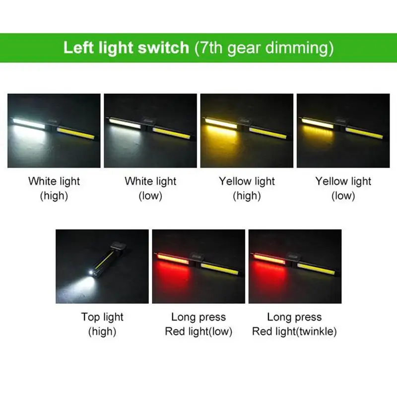 Portable Magnet LED Flashlight with Hanging Hook,Handheld USB Rechargeable Worklight,Magnetic Work Light with 180 Degree Folding