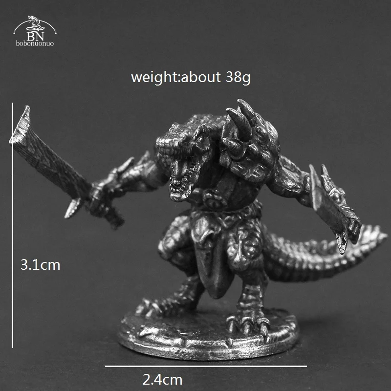 White Brass Animal lizard warrior Soldiers Minature Figurines Metal Men Toy Collection Models Tabletop War Game Chess Piece Gift