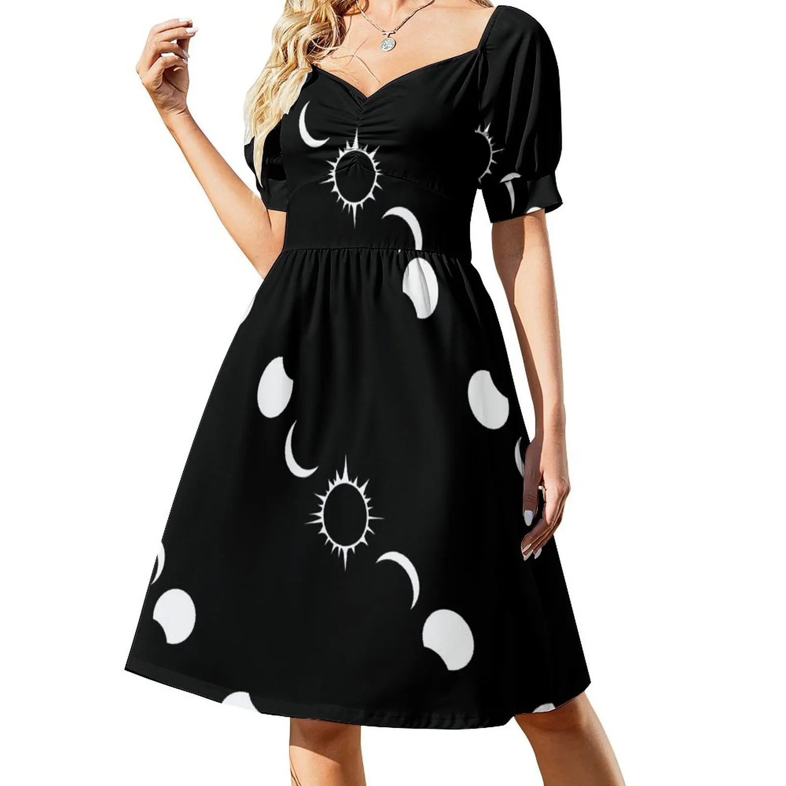 Solar Eclipse Short Sleeved Dress elegant dresses plus sizes summer dress womens 2025 Dresses gala Dress