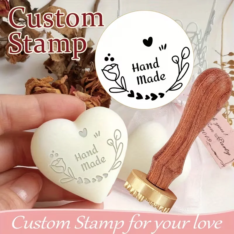 Soap Stamp Custom - Custom Pottery Stamp and Wooden Handle,