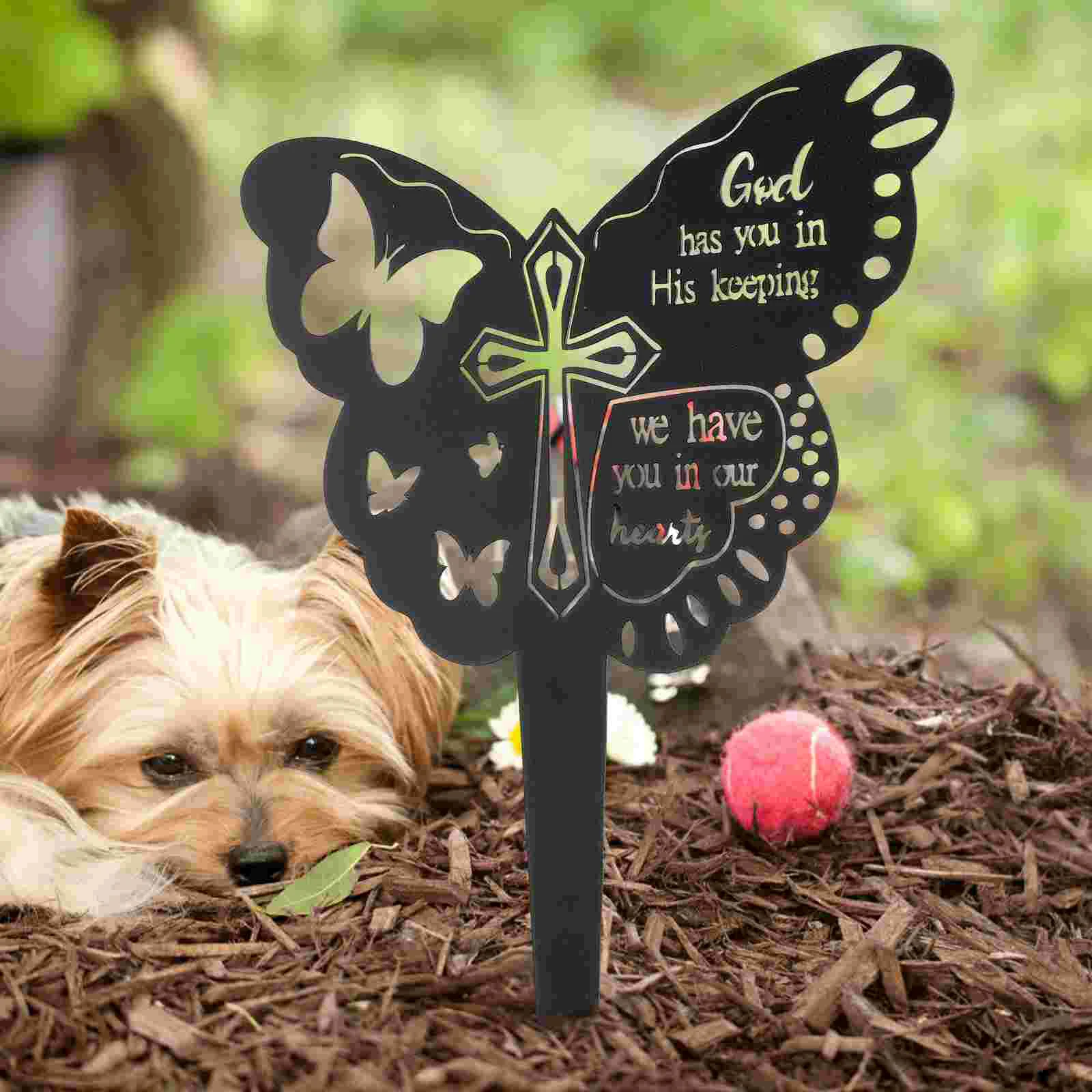 Memorial Butterfly Stake Grave Decorations Outdoor Yard Cemetery Figure Lawn Ornament