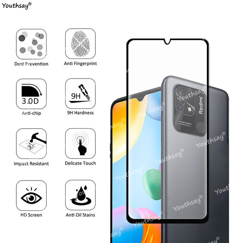 For Xiaomi Redmi 10C Glass Protector Glass for Redmi 10C 10 9 9T 9A 9C Tempered Glass HD Screen Camera Lens Film For Redmi 10C