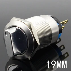 19mm 2 3 Position Switch Push Button Switch DPDT Metal selector Rotary Switch with Waterproof Stainless Steel